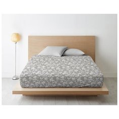 Простыня на резинке из поплина "Ночь Нежна"; Нежный силуэт (серая); размер 200 х 220