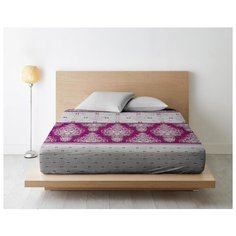 Простыня на резинке из поплина "Ночь Нежна"; Десанж бордо; размер 200 х 200