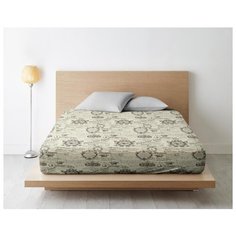 Простыня на резинке из бязи, "Ночь Нежна"; Свидание беж; размер 200 х 220