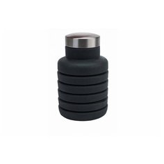 Бутылка для воды силиконовая складная с крышкой, 500 мл, темно-серая Bradex (TK 0269) TK 0269