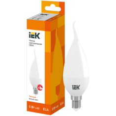Лампа светодиодная IEK ECO свеча на ветру 3000K, E14, C35, 5Вт
