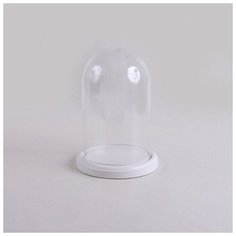 Ваза прозрачная NinaGlass Клош стеклянная на белой подставке