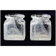 Набор ваза декоративная NinaGlass Квадрато белый из 2 штук, стекло