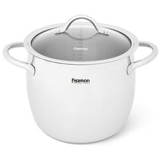 Кастрюля Fissman VIVIEN 22x18,7 см / 7,7 л со стеклянной крышкой (нерж.сталь) (5521)