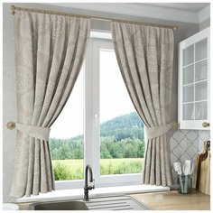 Комплект штор для кухни Sola "Тату", бежевый, 135*160 см - 2 шт