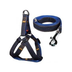 Комплект шлейка и поводок, джинсовый, синий,20*450-600мм; 20*1200мм, triol5 /50/