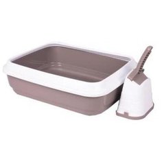 Имак туалет для кошек с бортом и совком duo, серый, 59х40х28см (81480) Imac