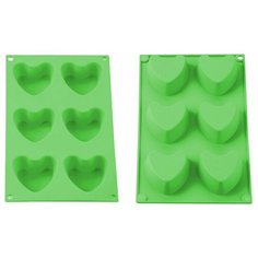Форма для выпечки "сердце" 6 штук Peterhof PH-12838 зеленый