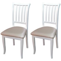 EVITA Стул Валерия-2 деревянный белый ткань Атина Ваниль/2 штуки/Кухонный стул/Стул для кухни/Стул для гостиной/Стул из бука/Стул из массива