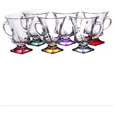 Набор чашек на ножке 100 мл на 6 персон "Квадро Колорс" Crystalite Bohemia