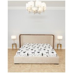 Простыня на резинке, бязь "Всё себе";Коты на белом;Размер:120 х 200