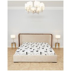 Простыня обычная, бязь "Всё себе"; Коты на белом; Размер: 1.5