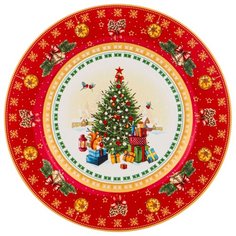 Тарелка закусочная с новым годом! елка 20,5 см красная Lefard (85-1604)