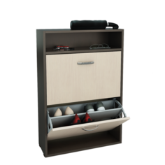 Обувница MfMaster Милан-25 , размер (ШхГ): 60х22.2 см , цвет: венге/белый МФ Мастер