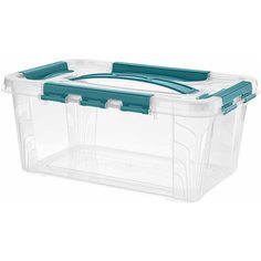 Ящик для хранения универсальный с замками и ручкой "GRAND BOX", 290х190х124мм, 4,2л (Голубой) Econova