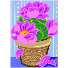 Набор для творчества LORI Картина по номерам для малышей Цветущий кактус