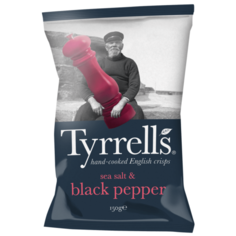 Чипсы Tyrrells Sea Salt & Cracked Black Pepper, с морской солью и черным перцем, ( 2 шт по 150 г)
