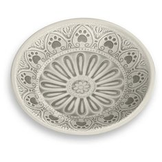Миска для животных TARHONG "Medallion Paw", бежевая с лапками, 13х13х2.8см (180мл)