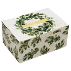 Коробка подарочная Дарите счастье Тепла и уюта 22 × 10 × 15 см белый/зеленый