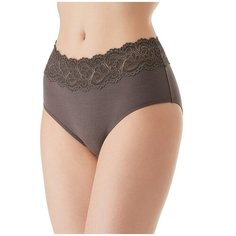 Lowry Трусы слипы макси высокой посадки с кружевным поясом, размер M, коричневый