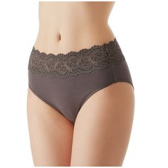 Lowry Трусы слипы макси высокой посадки с кружевным поясом, размер XXL, коричневый