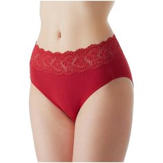Lowry Трусы слипы макси высокой посадки с кружевным поясом, размер M, красный