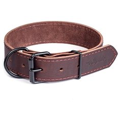 Ошейник кожаный для собак GRIPALLE Дакс , натуральная кожа, черная стальная фурнитура, размер: ширина 30 мм, длина 35 см, цвет коричневый,