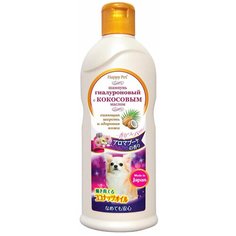 Шампунь для животных Japan Premium Pet, С кокосовым маслом и гиалуроном для сияющей шерсти собак. Букетный аромат. 350 мл.