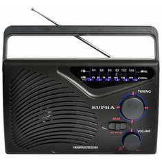 Ретро радиоприемник SUPRA ST-16 с телескопической антенной, работа от сети и батареек, AM/FM