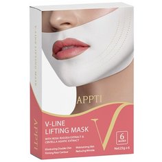 APPTI Патч - двойная маска V-Line для поддержания овала лица / Двойная белая / 6 шт. в упаковке