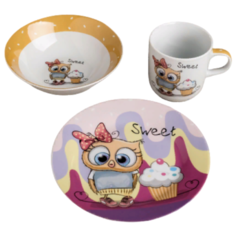 Набор детской посуды, Доляна, Совенок, 3 предмета