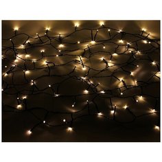 Светодиодная гирлянда НИТЬ ОБЪЕМНАЯ, 180 теплых белых LED ламп, 13,5м, черный PVC провод, контроллер, уличная, Kaemingk