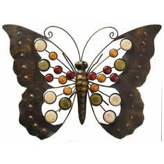 Настенное интерьерное украшение БАТТЕРФЛЯЙ, металл, 43х31 см, Boltze