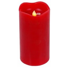 Свеча-проектор ОБВОРОЖИТЕЛЬНЫЕ СНЕЖИНКИ, красная, 4 красных LED-огня, 15 см, таймер, батарейки, Kaemingk