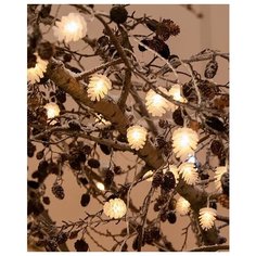 Гирлянда ледяные шишки с 10 теплыми белыми LED-огнями, 90+30 см, прозрачный провод, батарейки, Kaemingk