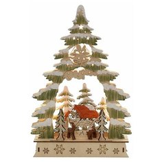 Светильник декоративный оленята на полянке с LED-огнями, 23х5.5х34 см, батарейки/адаптер, Sigro