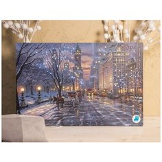 Светящееся оптико-волоконное настенное панно НЬЮ ЙОРК - ЦЕНТРАЛЬНЫЙ ПАРК, 38x58 см, батарейки, Kaemingk