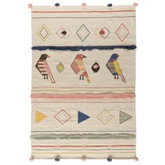 Ковер из хлопка в этническом стиле с орнаментом Птицы из коллекции Ethnic, 160х230 см Tkano