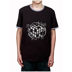 "Футболка мужская с манжетами "" Кубик Рубика"", черная, размер 54-56 КУЯКЪ
