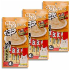 Лакомство Inaba соус для кошек полнорационный для экспресс-восстановления организма на основе курицы (профилактика заболеваний), 3 уп. х 56 гр Japan Premium Pet