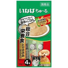 Лакомство INABA Ciao соус для собак Комплексное диетическое питание на основе говядины и парное филе курицы, 14 г x 4 шт. Japan Premium Pet
