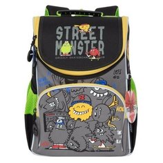 Рюкзак школьный Grizzly с мешком RA-972-5 /1 черный - серый