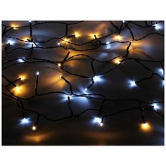 Светодиодная гирлянда нить объемная, 120 теплых/холодных белых LED ламп, 9 м, черный PVC провод, контроллер, уличная, Kaemingk