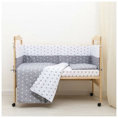 Борт в кроватку "День и ночь", из 4-х частей, чехлы съемные, цвет серый, бязь хл100% 3837521 Сонная Сказка
