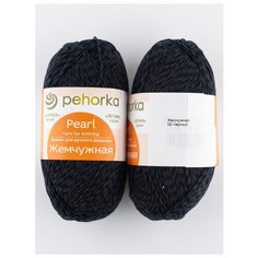 Пряжа "Жемчужная" 100г, 425м (2 мотка), ПЕХОРКА, 02-Черный