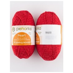 Пряжа "Жемчужная" 100г, 425м (2 мотка), ПЕХОРКА, 06-Красный
