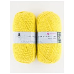 Пряжа "Ангорская теплая" 100г., 480м (2 мотка)., ПЕХОРКА, 75-Желтая роза