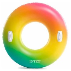 Надувной круг 122см Цветной Вихрь с ручками, до 100кг, от 9 лет Intex