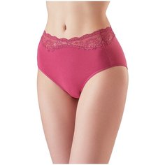 Lowry Трусы слипы макси высокой посадки с кружевным поясом, размер 4XL, темно-розовый