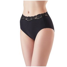 Lowry Трусы слипы макси высокой посадки с кружевным поясом, размер M, черный